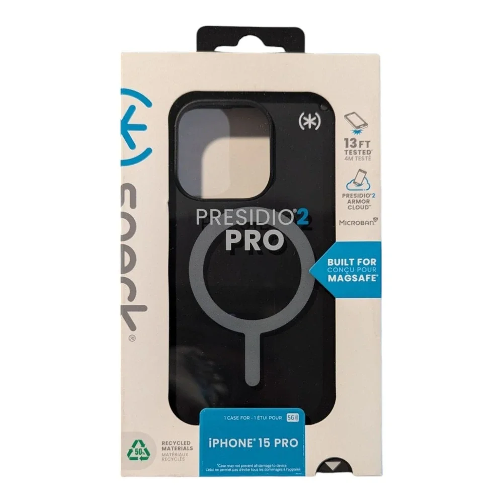 D6. Speck - Presidio2 Grip Case with MagSafe for Apple iPhone 15 Pro - Black
